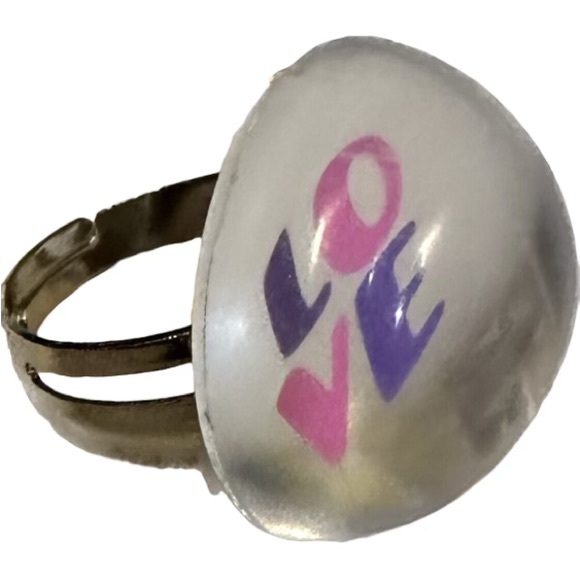 VTG RARE Y2K LISA FRANK PINK PURPLE LOVE RING BLING JEWELRY VALENTINE GIFT LOVE - Picture 5 of 12